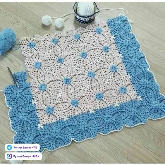 Мотив крючком для пледа