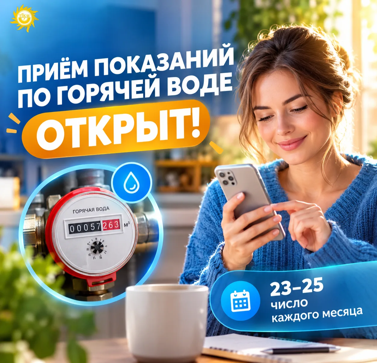 ⚡️ Важное напоминание: открыт прием показаний по горячей воде!