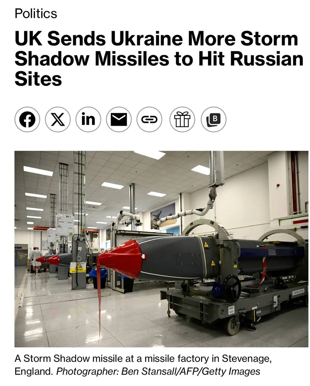 🗞️ Великобритания направит Украине новую партию дальнобойных ракет Storm Shadow, пишет...