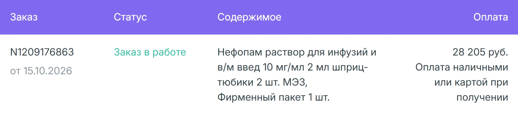 Заказали Нефопам, оплачу завтра при получении!