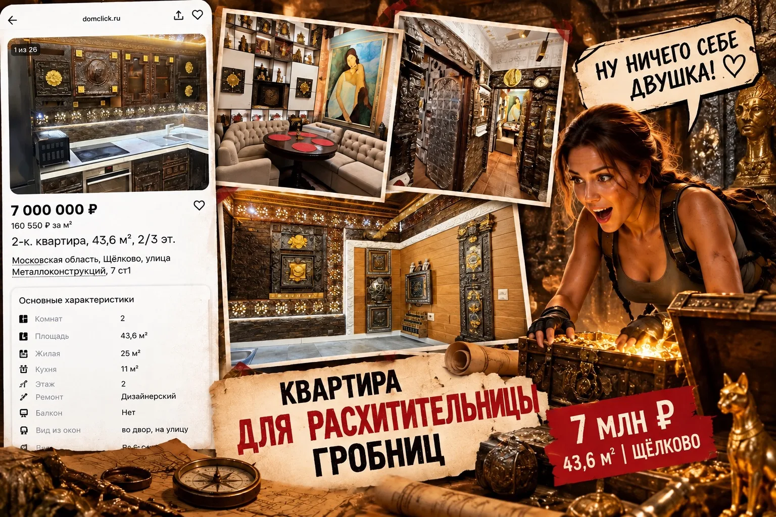 🏺 В ЩЁЛКОВО ПРОДАЮТ КВАРТИРУ, В КОТОРОЙ ЛАРА КРОФТ МОГЛА БЫ ЖИТЬ