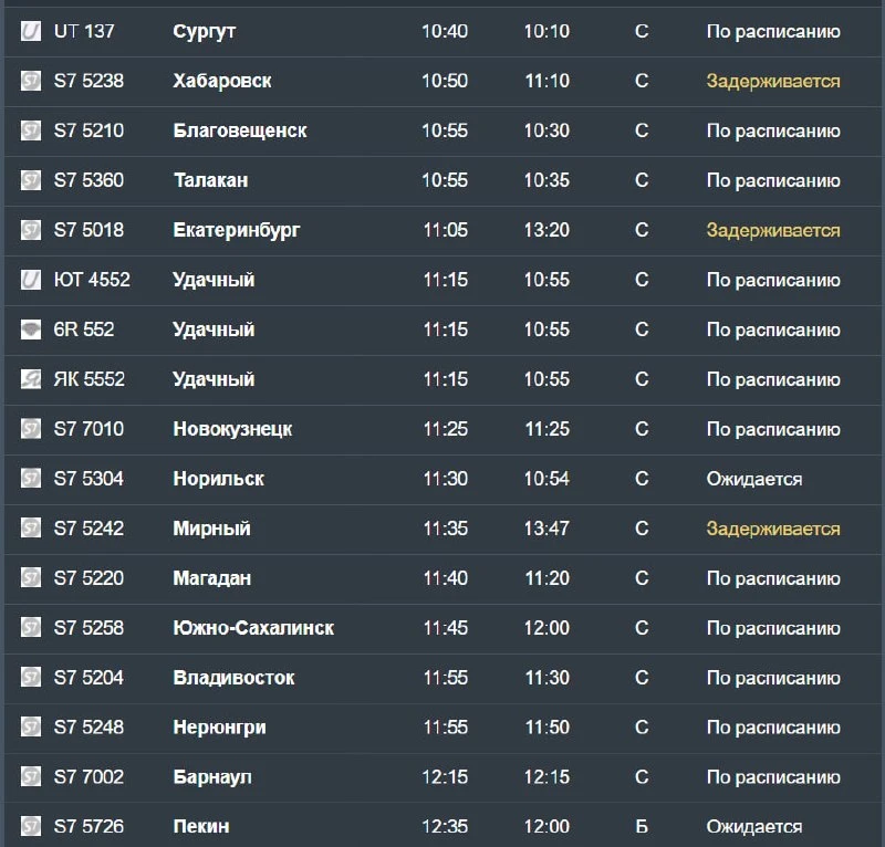 Пять самолетов опаздывают с прилетом в Новосибирск.
