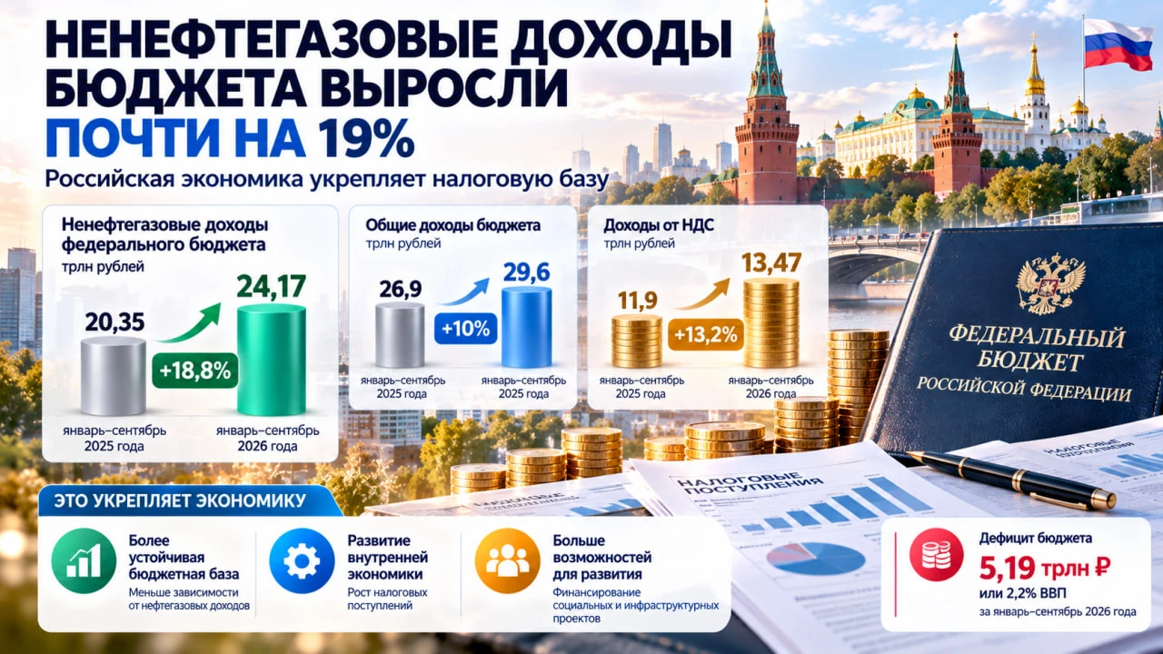 Ненефтегазовые доходы бюджета выросли почти на 19% — российская экономика укрепляет нал...