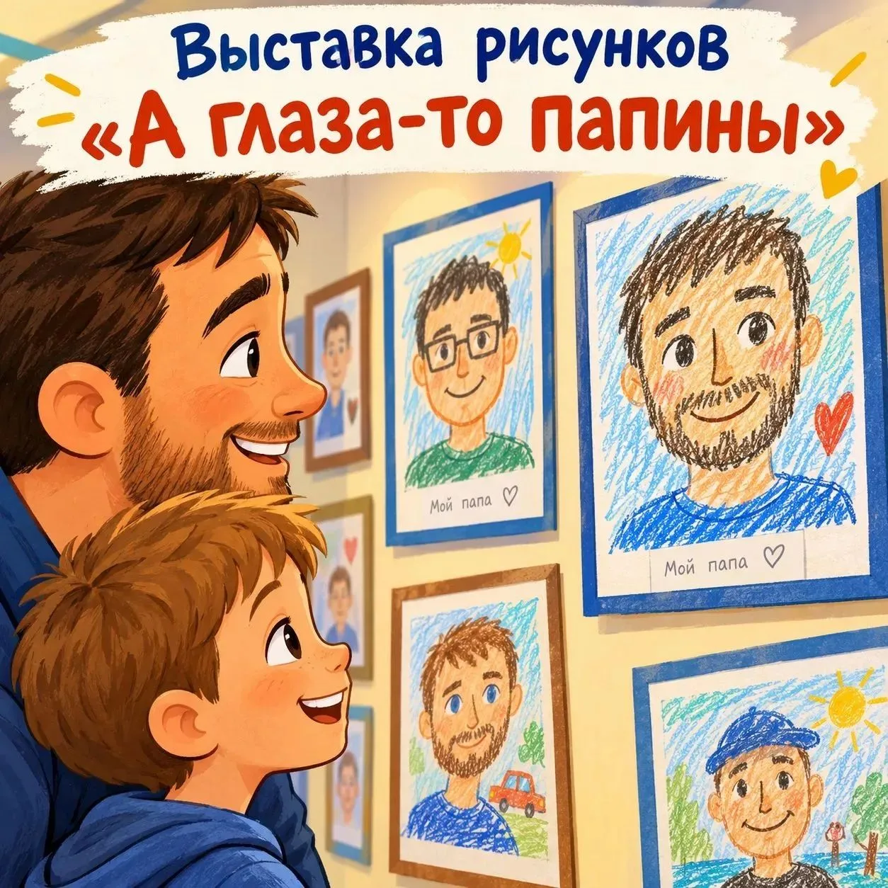 В преддверии Дня отца КДЦ "Гамма" запускает особенную выставку рисунков «А глаза-то пап...