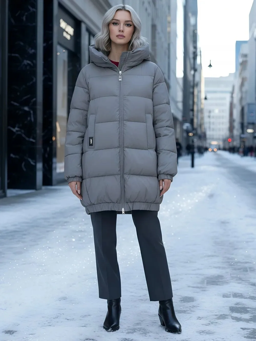 🛍️ Куртка женская зимняя на резинке большого размера коричневого цвета 7619K