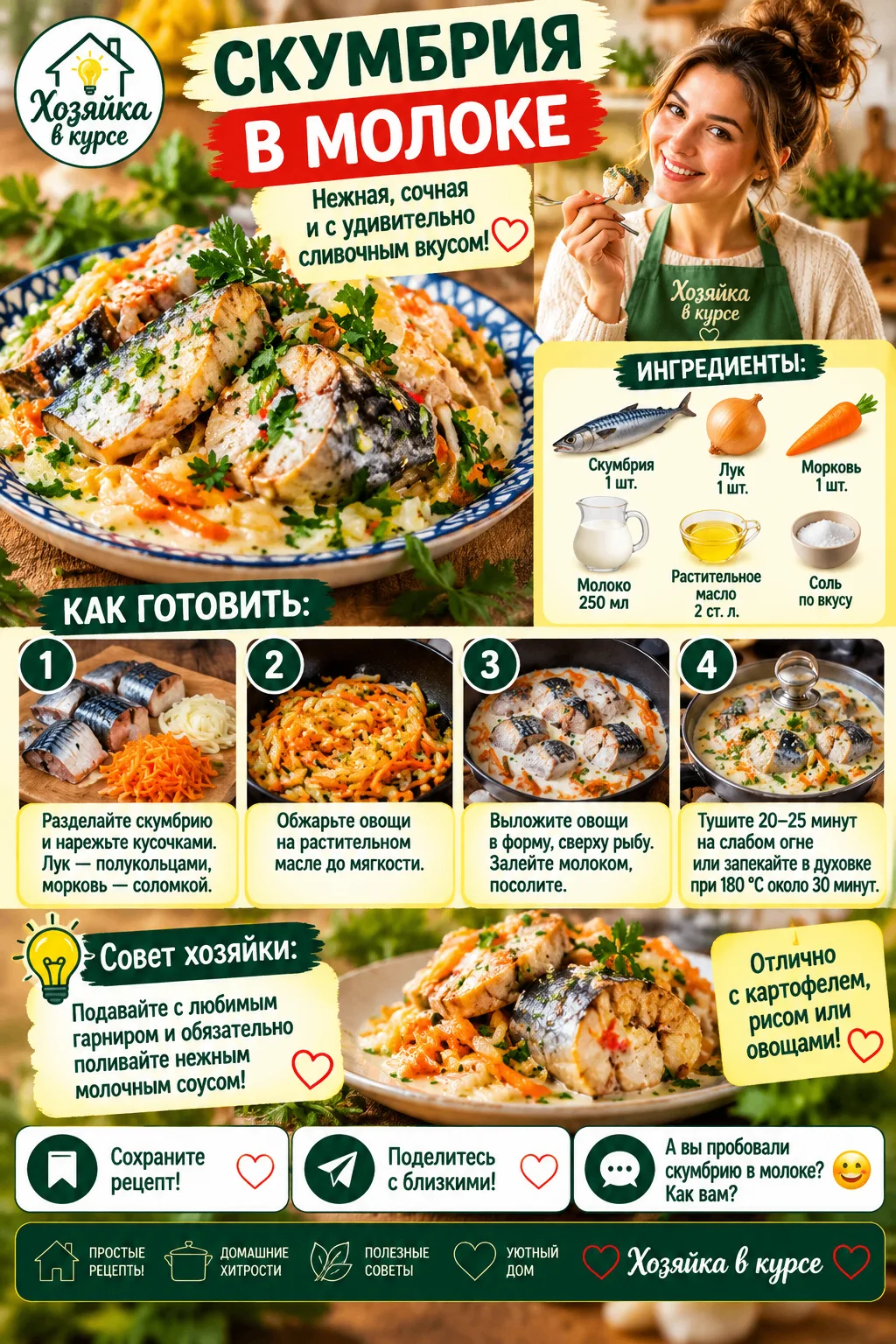 🐟 СКУМБРИЯ В МОЛОКЕ