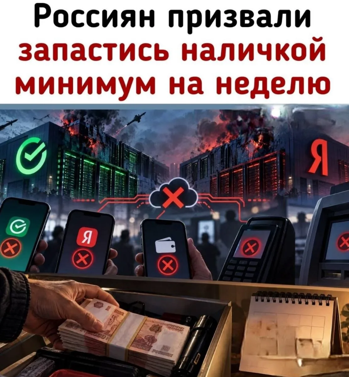 💰🤯 Россиян призвали запастись наличкой минимум на неделю, а лучше на месяц после атак...
