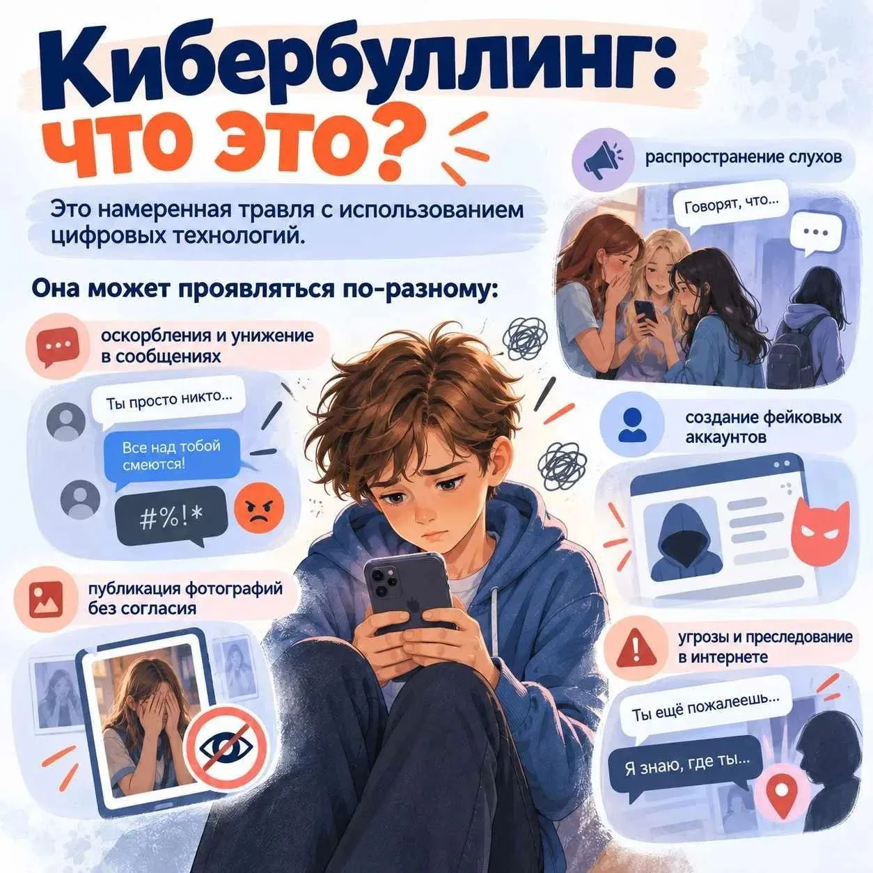 ⚠️ Кибербуллинг — травля, которая происходит в интернете