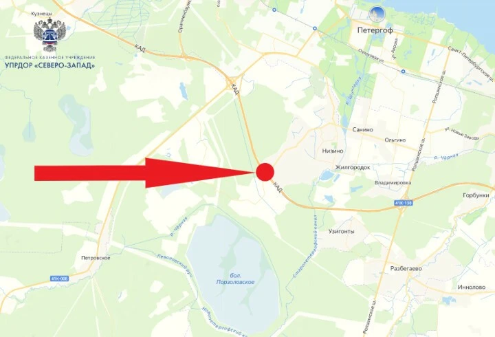 На развязке КАД в районе Низино перекроют два съезда с 14 по 19 октября