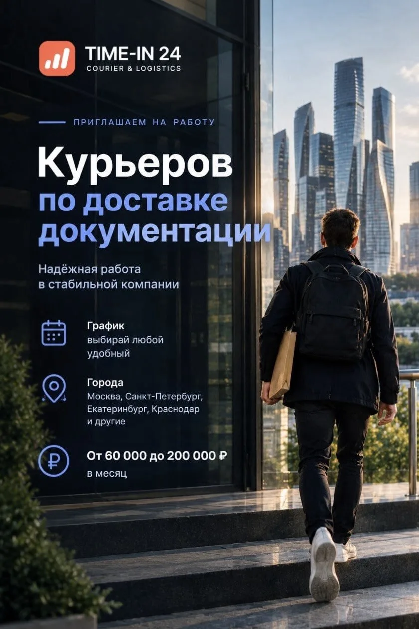 Компания «TIME-IN 24» приглашает на работу ответственных сотрудников в г.Москва. 📍