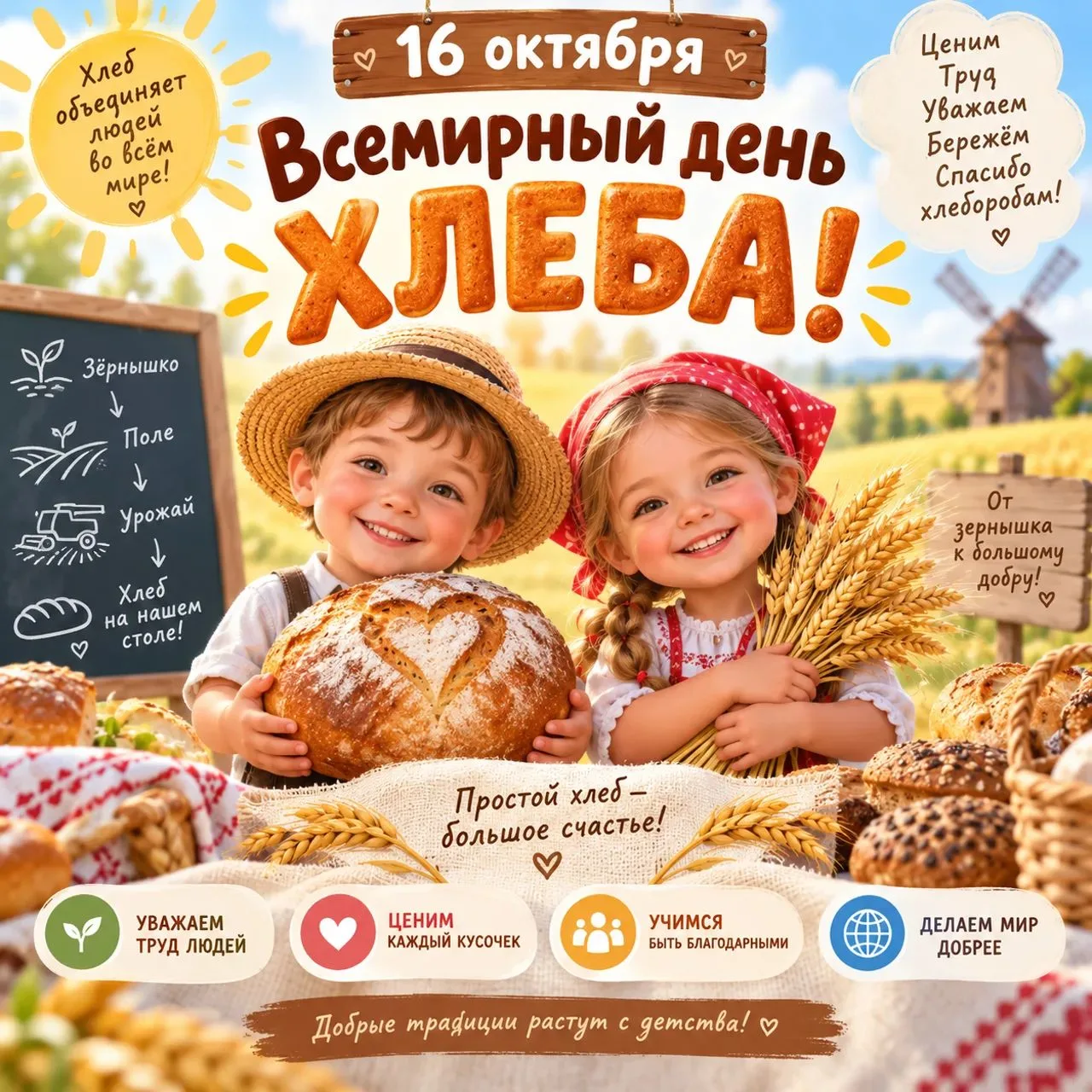 16 октября — Всемирный день хлеба. 🍞🥖