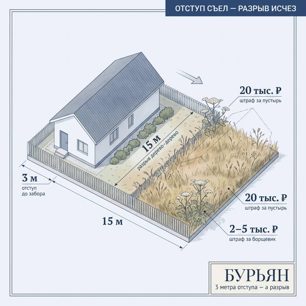 🌾 Заросший участок соседа: чем опасен и куда жаловаться