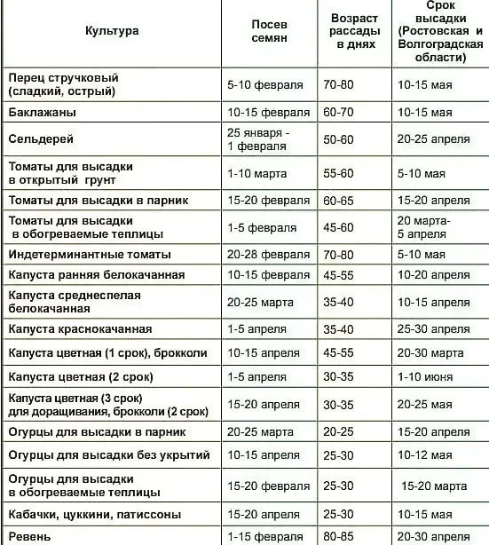 Полезная табличка посева семян для каждого дачника!