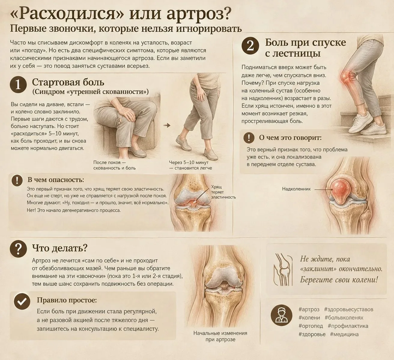 🦵 «Расходился» или артроз? Первые звоночки, которые нельзя игнорировать
