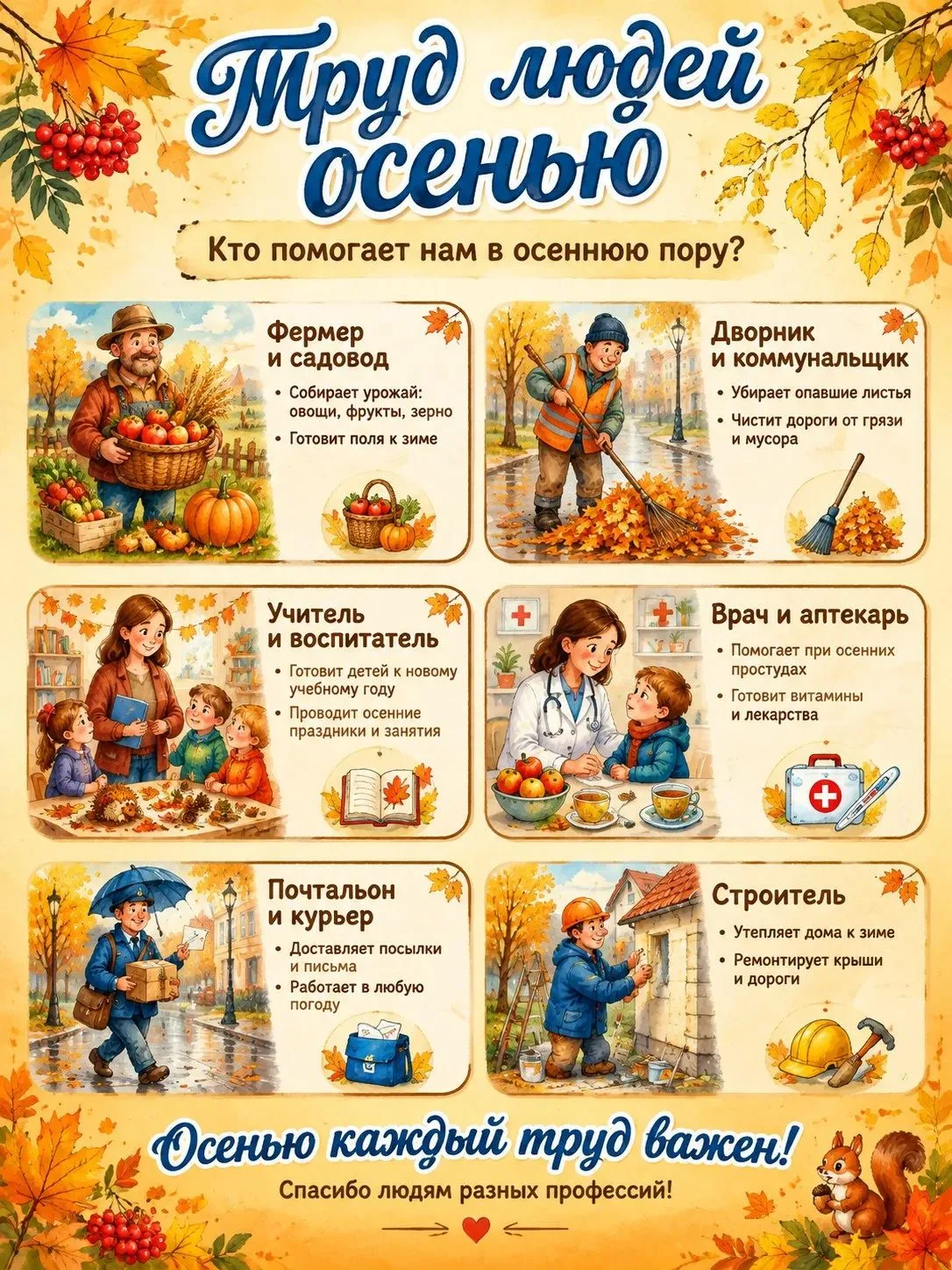Труд людей осенью