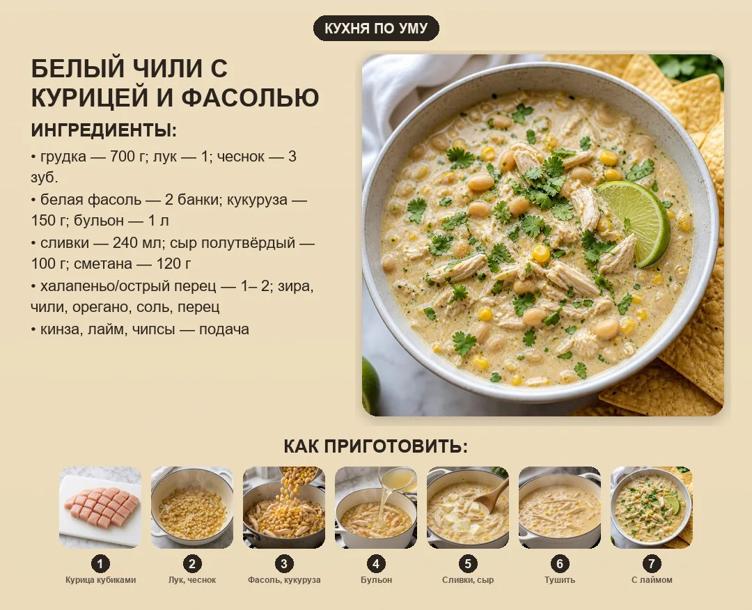 Белый чили с курицей и фасолью