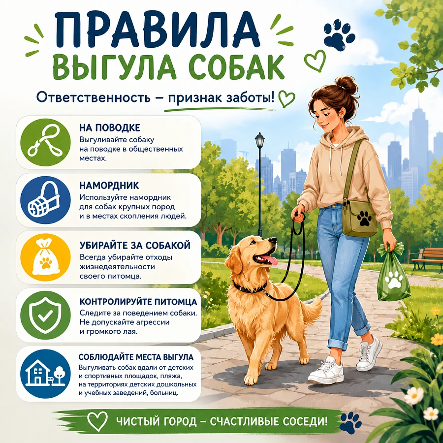 Управление ЖКХ, благоустройства и транспорта напоминает о правилах содержания собак🐕