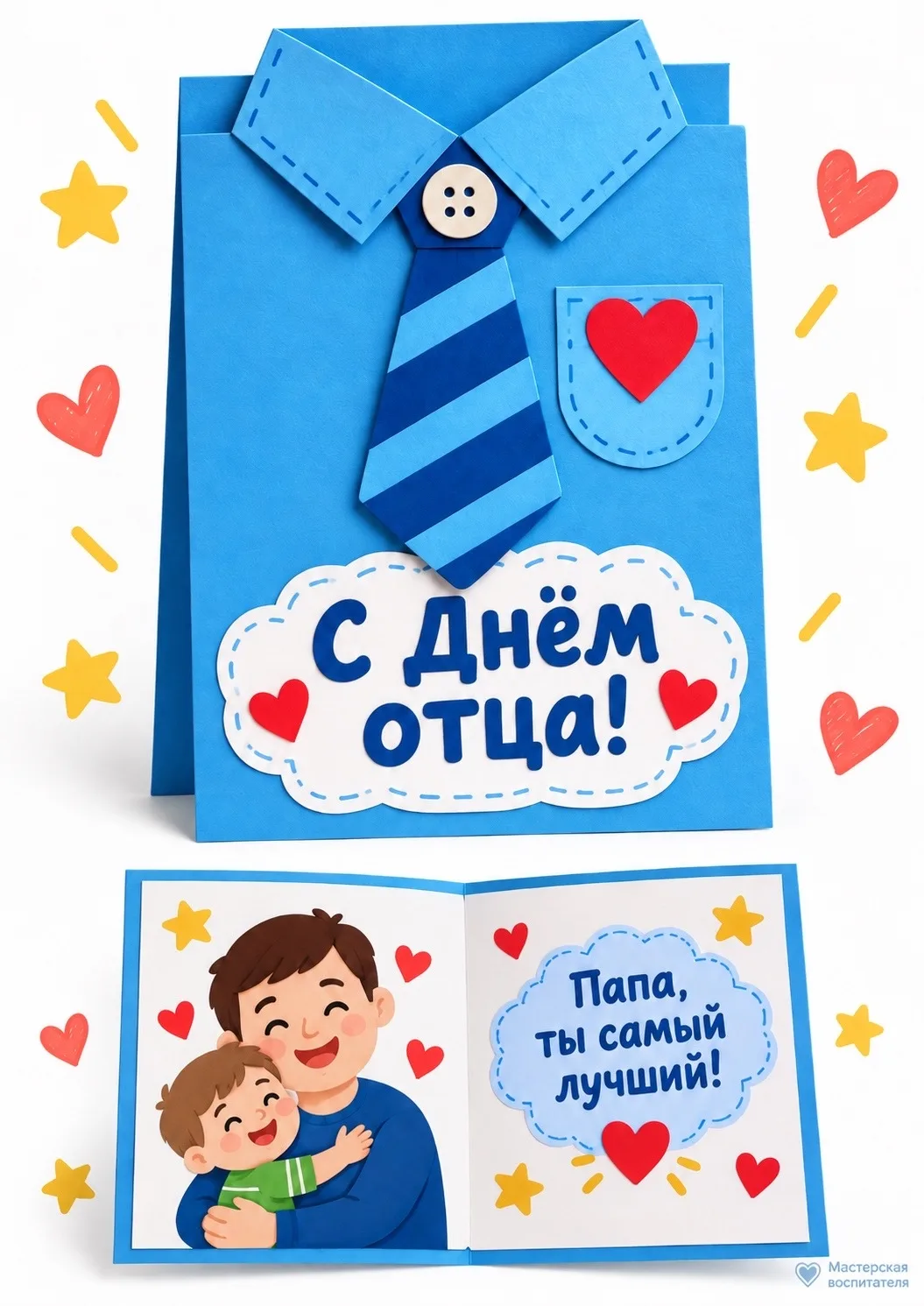 Запускаем онлайн - мастерскую "Открытка для любимого папы ко Дню отца!"♥️