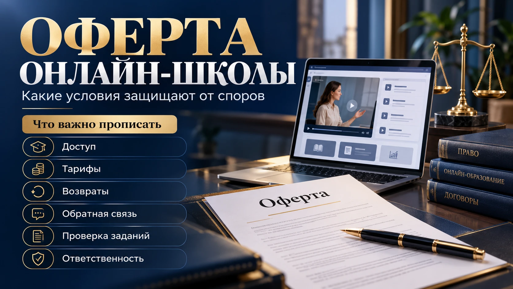Оферта онлайн-школы: какие условия действительно защищают от споров