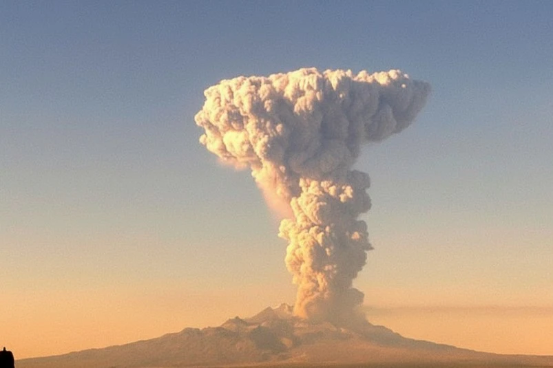 🌋 Камчатский исполин снова поднял в небо мощный столб