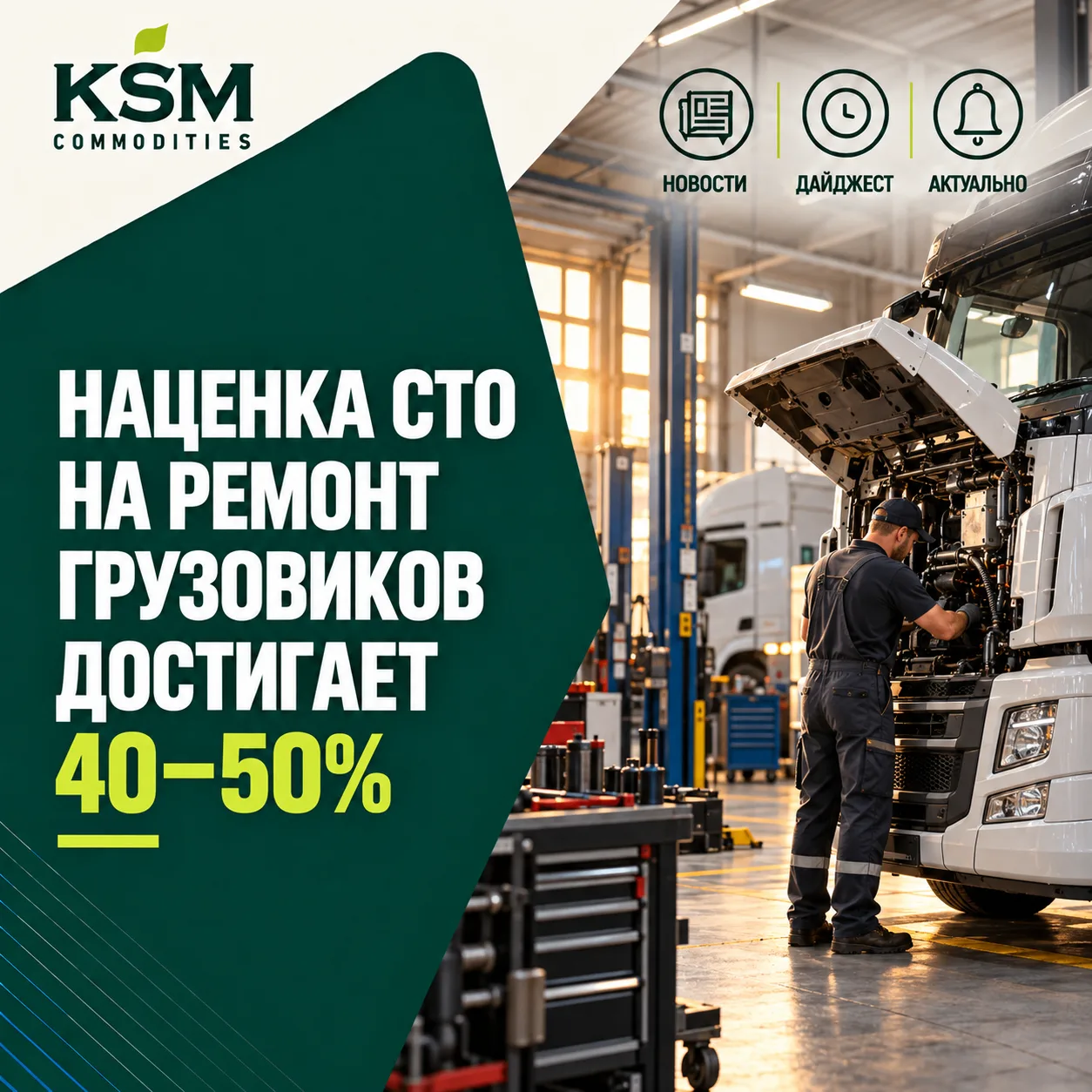 🛠 Наценка сторонних СТО на ремонт грузовиков может достигать 40–50%