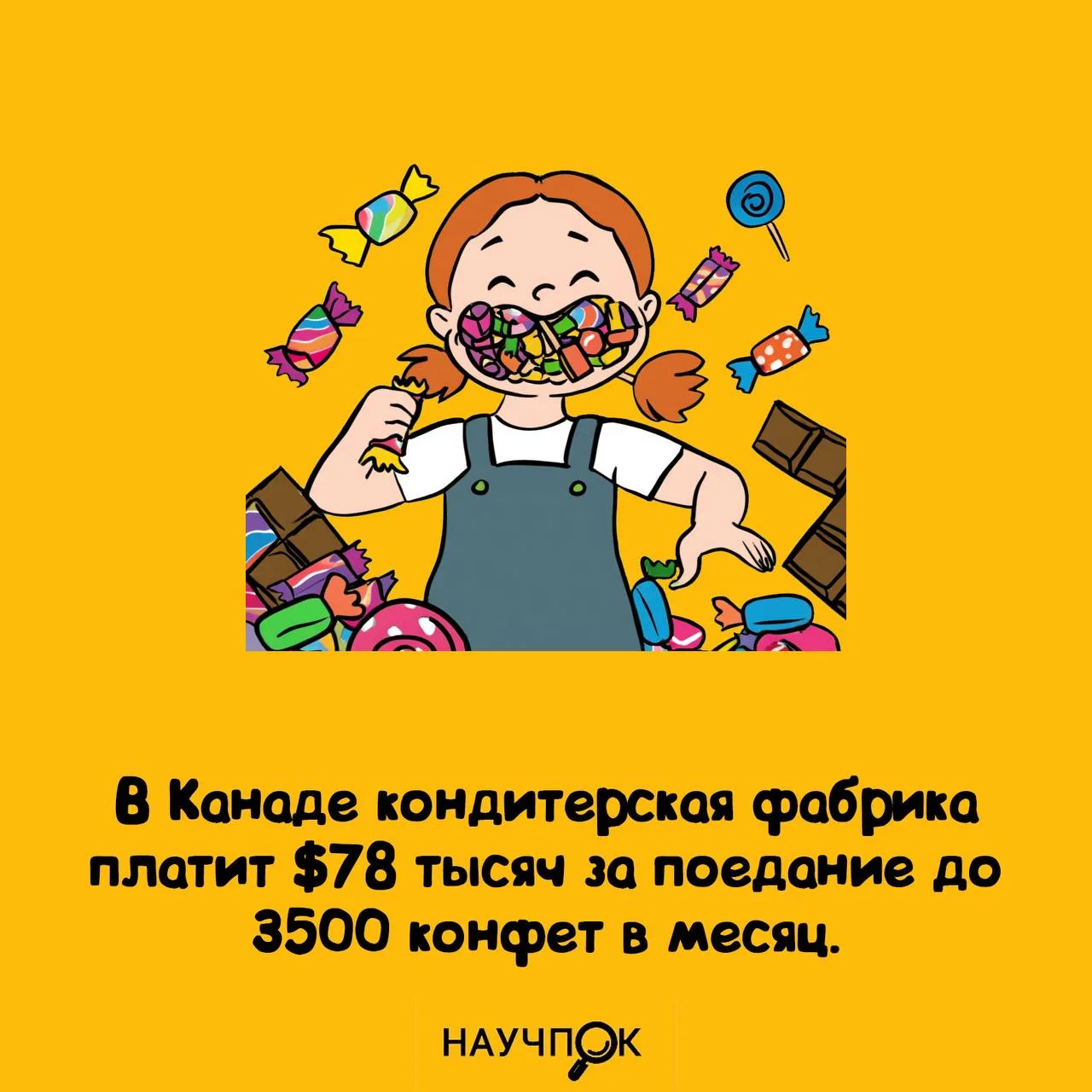 3500 конфет в месяц. Официально. 🍭🍫🍬