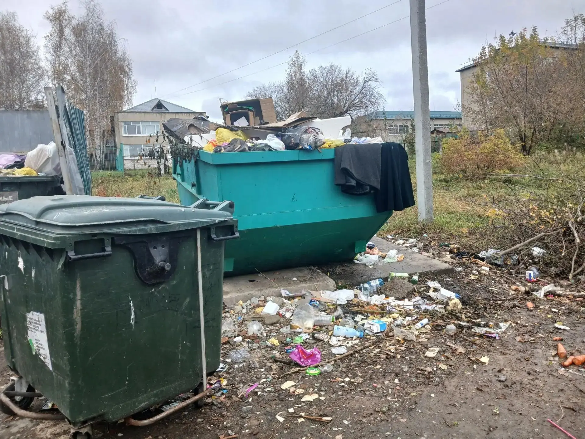 Ну вот такая ситуация с мусором сейчас на Терешковой! Вроде и баки не полные, но и срач...