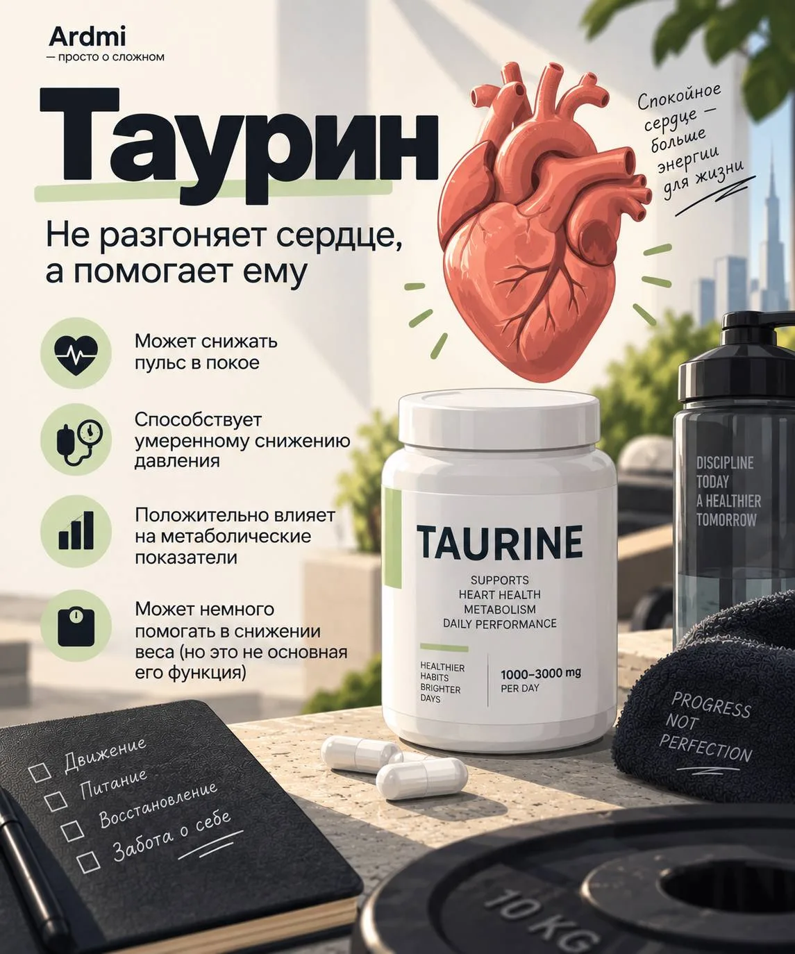 Таурин. Почему его стоит рассмотреть не только тем, кто занимается спортом?
