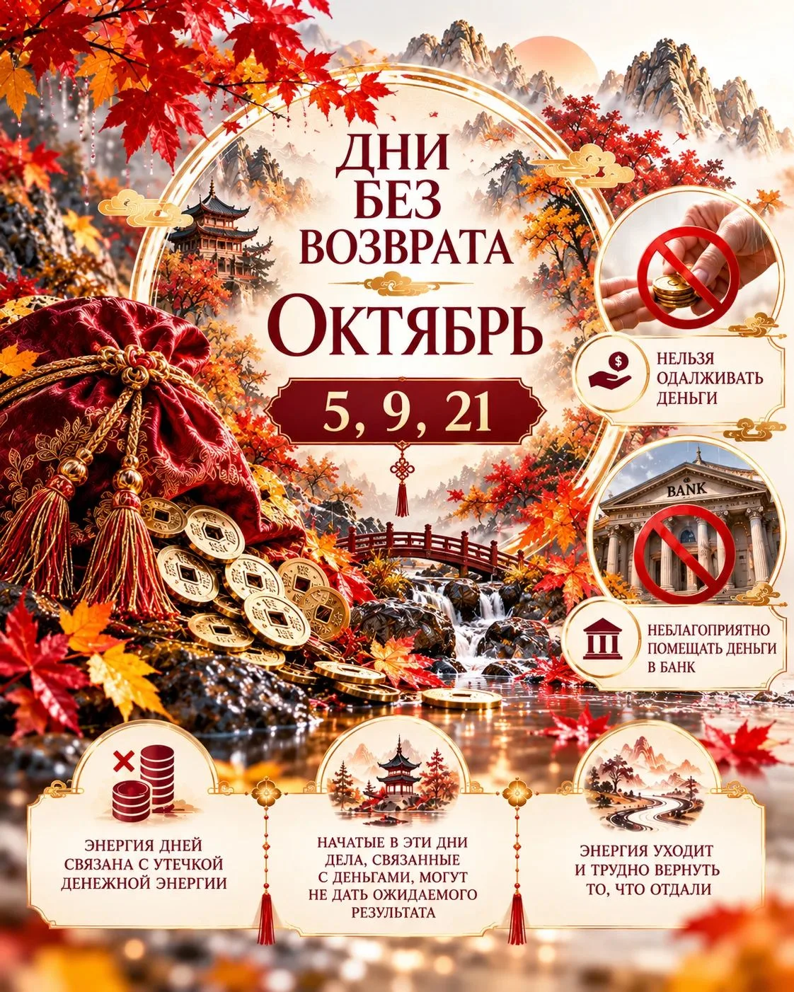 5, 9 и 21 октября дни табу для взятия кредита, инвестирования, помещения денег в банк