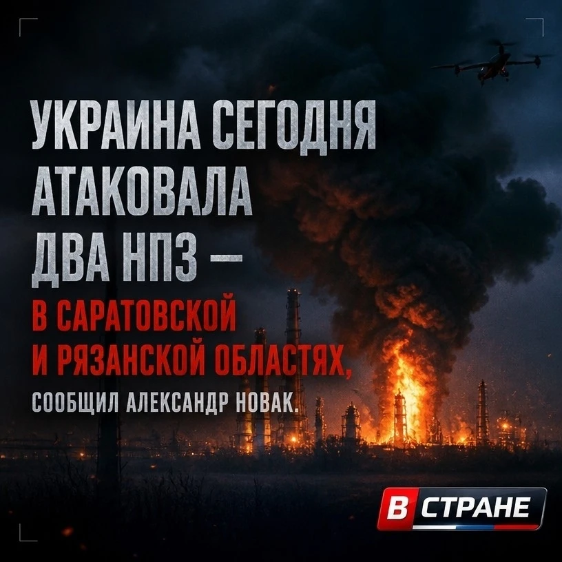 ❗ВСУ сегодня атаковали два российских НПЗ в Саратовской и Рязанской областях, сообщил Н...