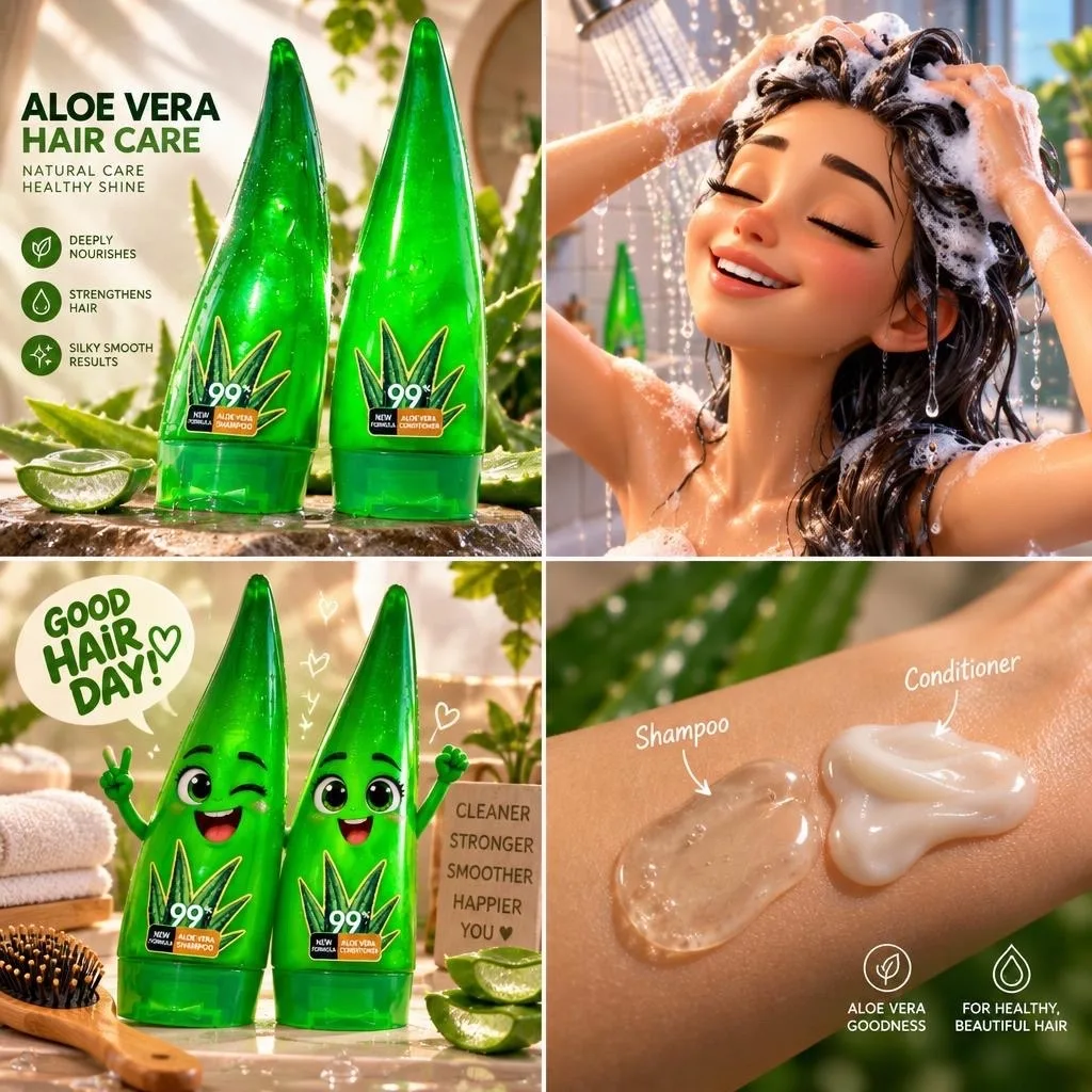 🌿 Шампунь и бальзам-кондиционер для волос с 99% алоэ вера 🌿
