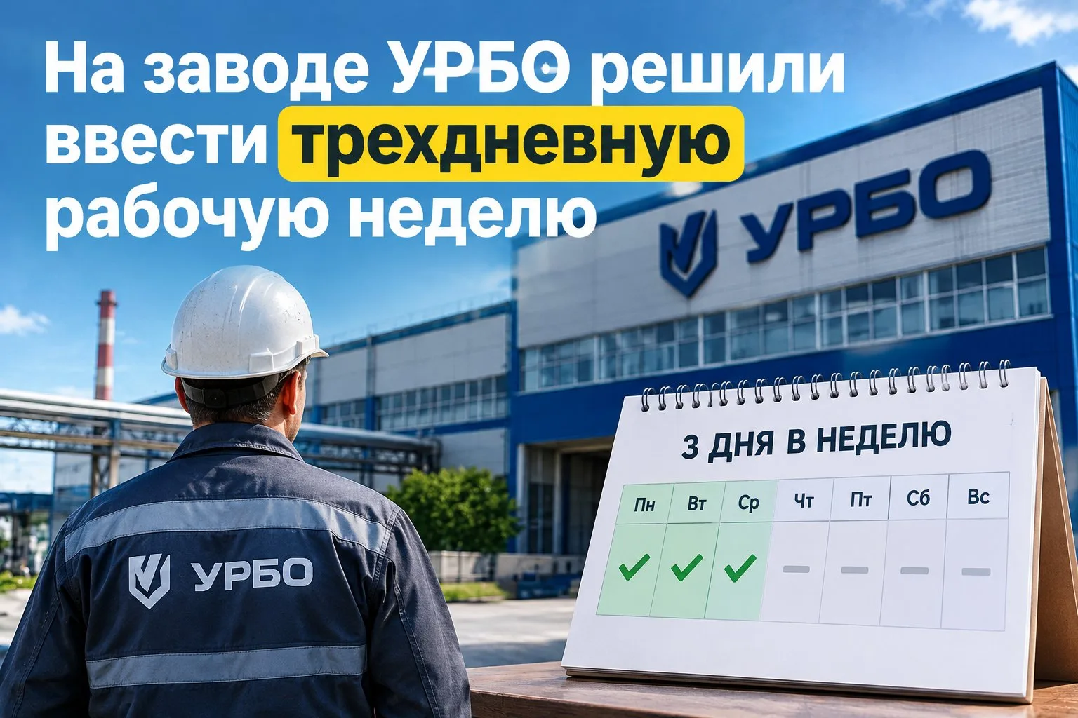 На заводе УРБО решили ввести трехдневную рабочую неделю с 5 до 3 дней