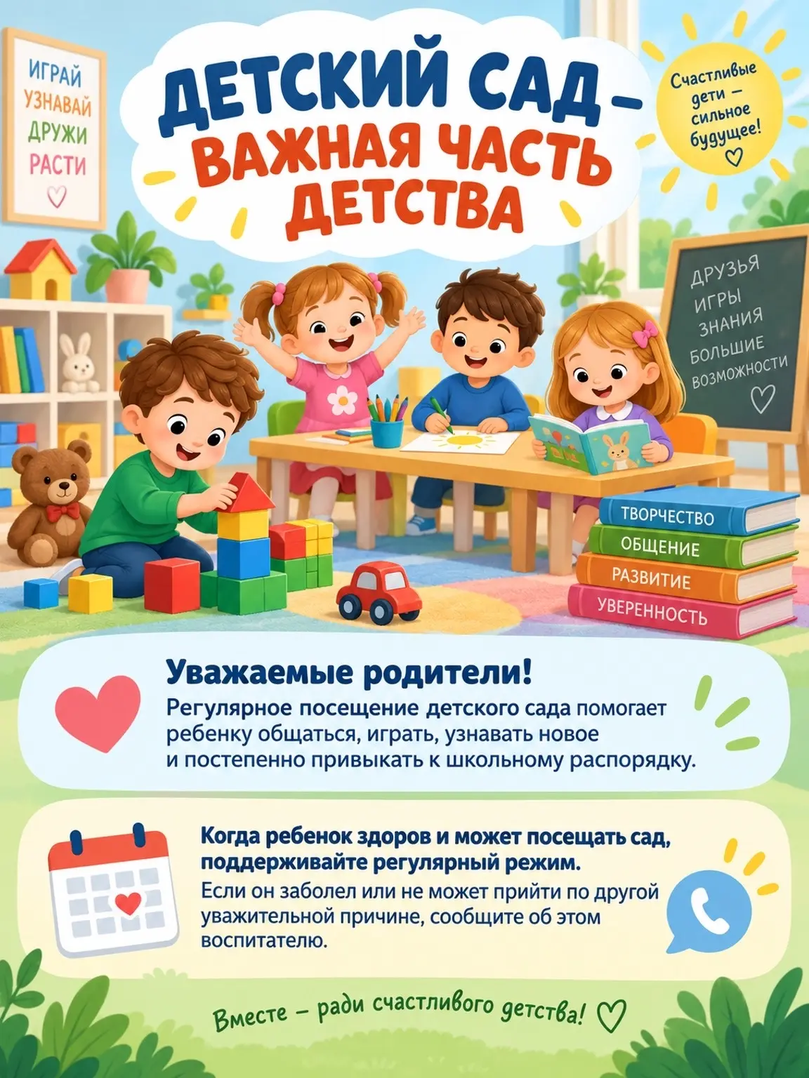 ✨ Каждый день в детском саду — это кирпичик в фундамент будущего вашего ребенка! ✨