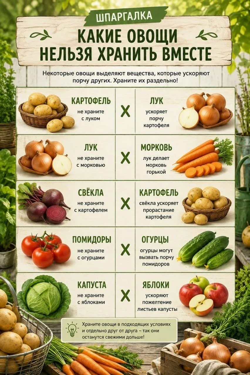 🥕 Не все овощи любят соседство друг с другом даже после сбора урожая