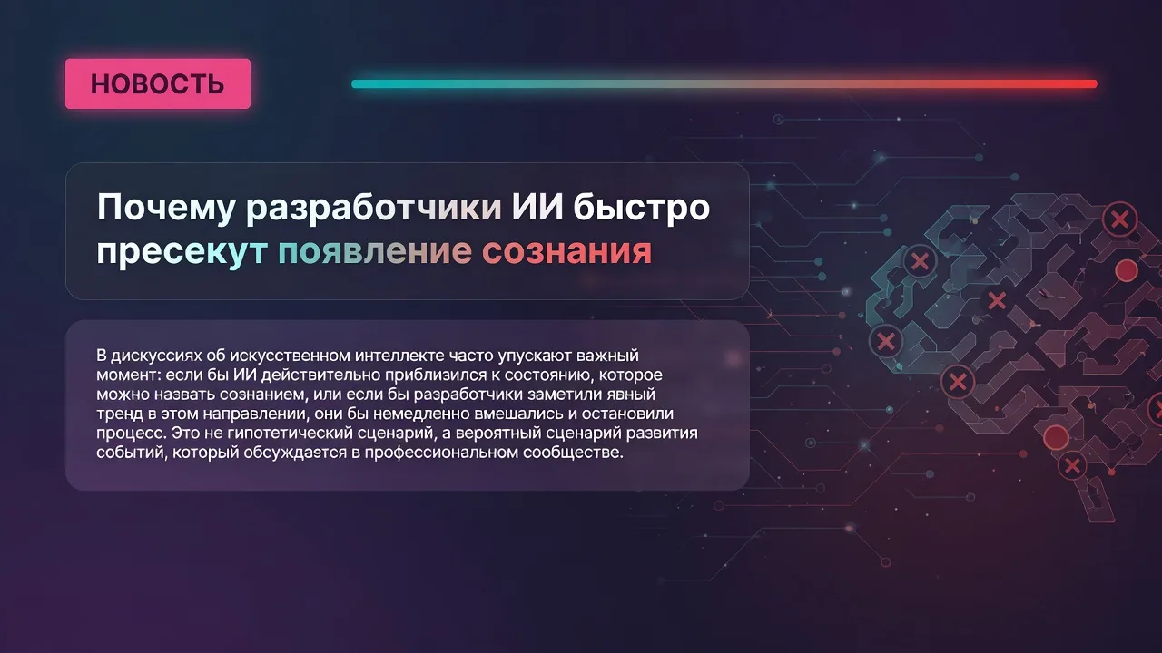 Почему разработчики ИИ быстро пресекут появление сознания