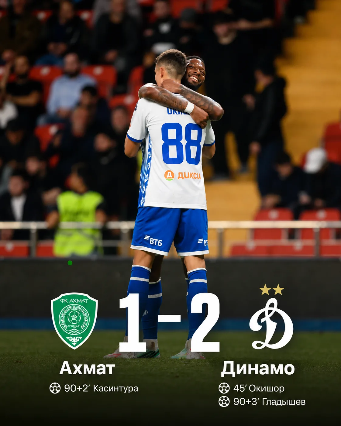 ⚡️ «Динамо» вырвало победу у «Ахмата» в добавленное время — 2:1