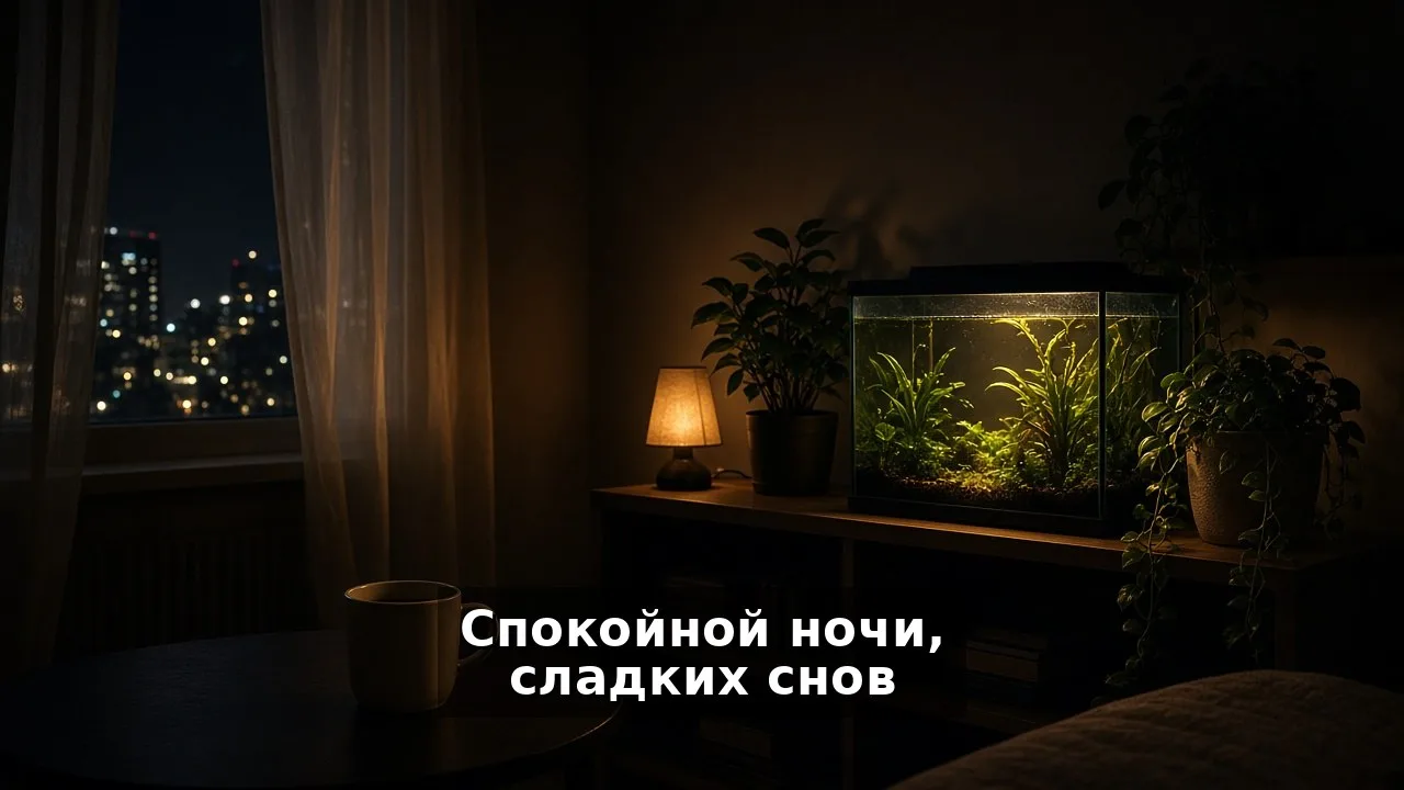Всем спокойной ночи, друзья: свет над банкой погашен, Бублик улёгся в свою любимую пеще...