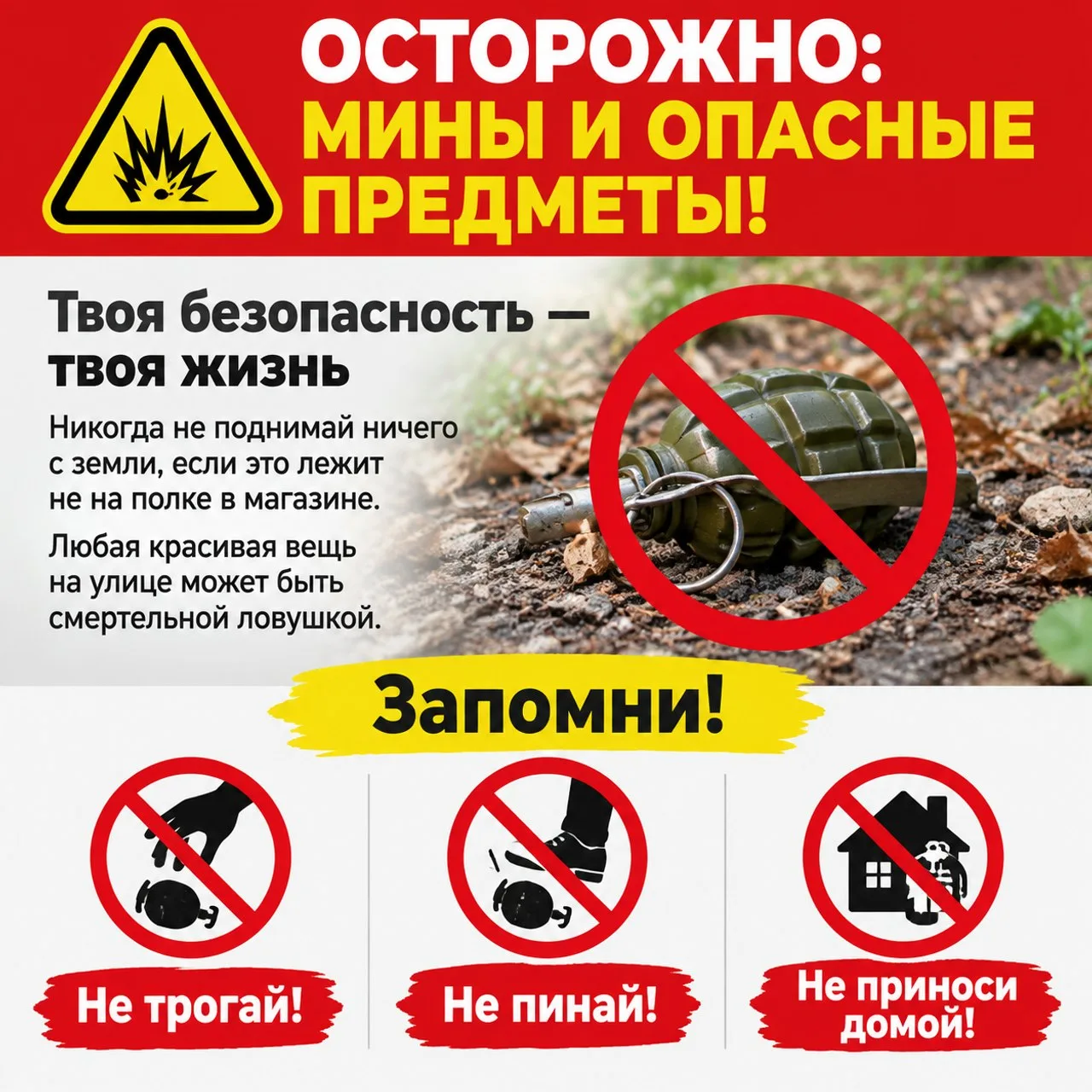 ❗️Осторожно! Мины и опасные предметы!