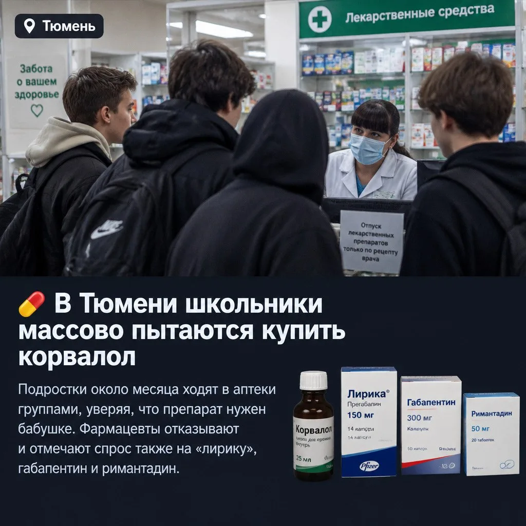В Тюмени школьники массово пытаются купить корвалол. Подростки около месяца ходят в апт...