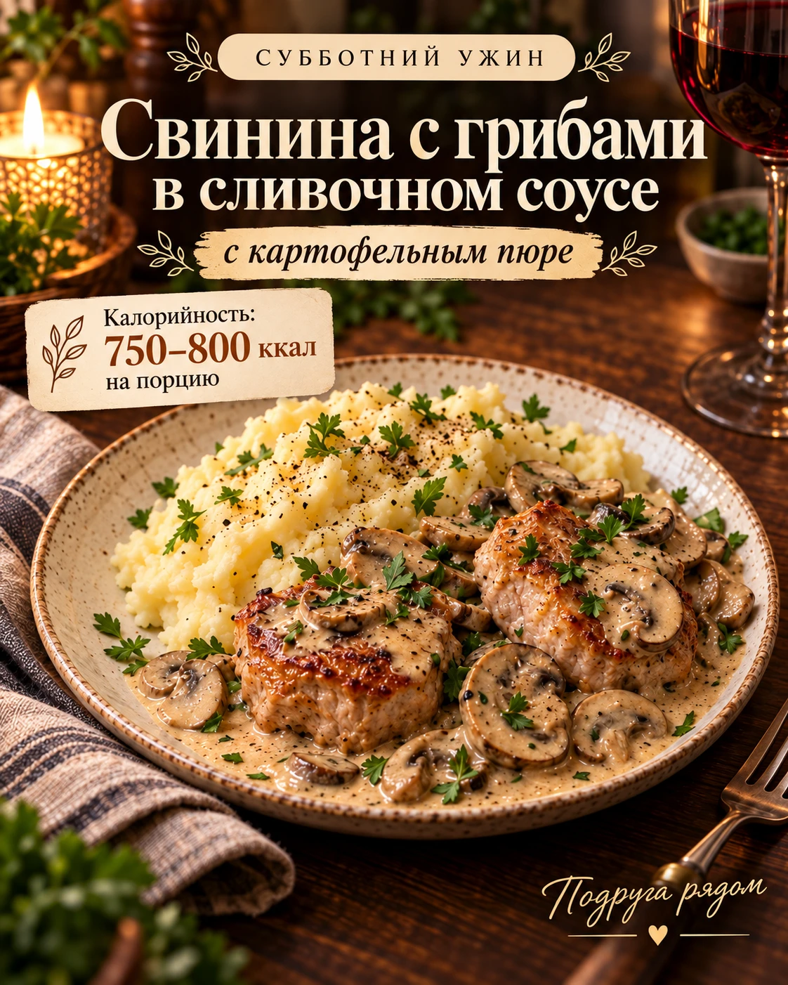 🍽️Сытный осенний ужин: румяное мясо,