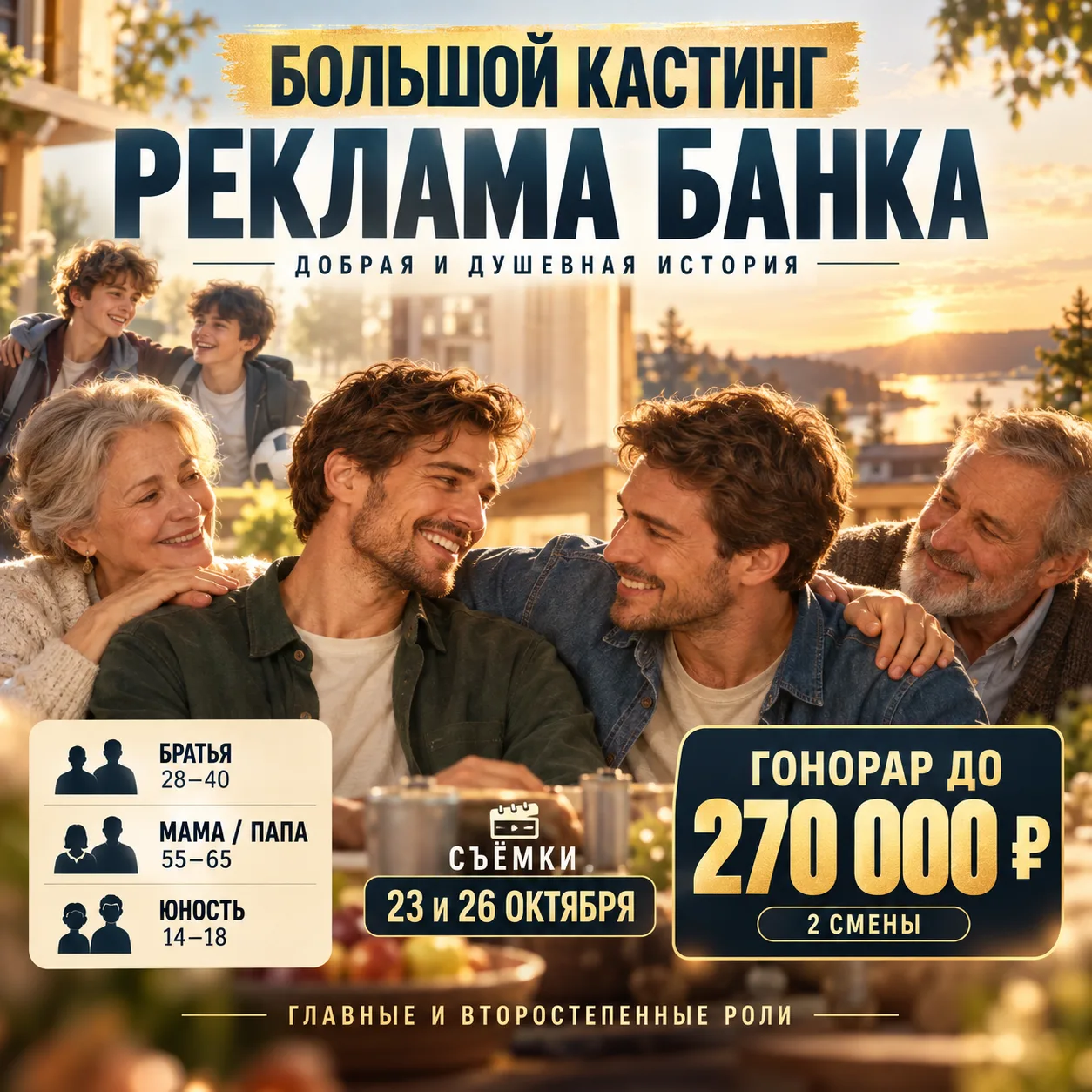 🔥🔥🔥 МОЩНЫЙ КАСТИНГ! ГОНОРАРЫ ДО 270 000 ₽!