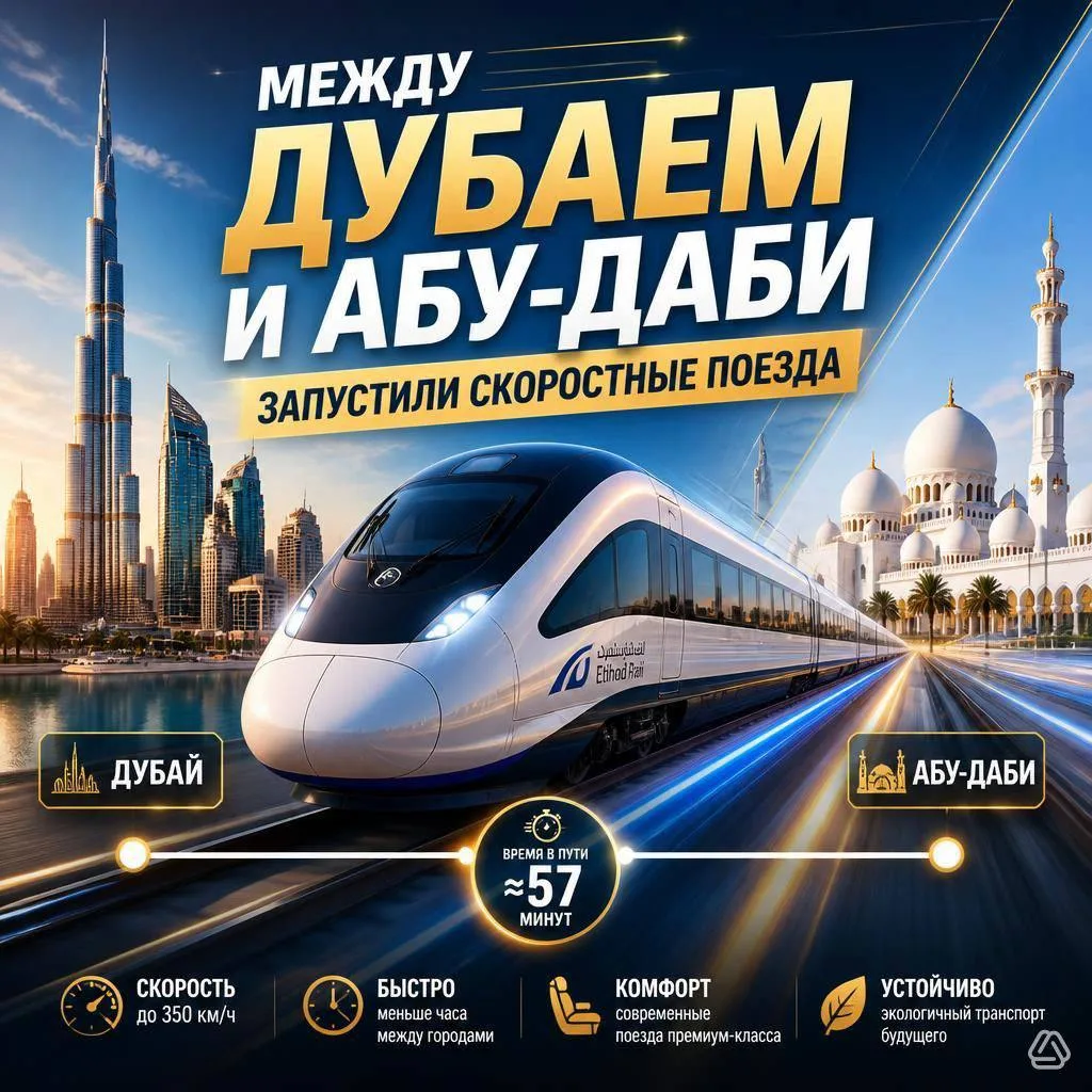 🚄 🇦🇪 Дубай и Абу-Даби теперь связывают скоростные поезда