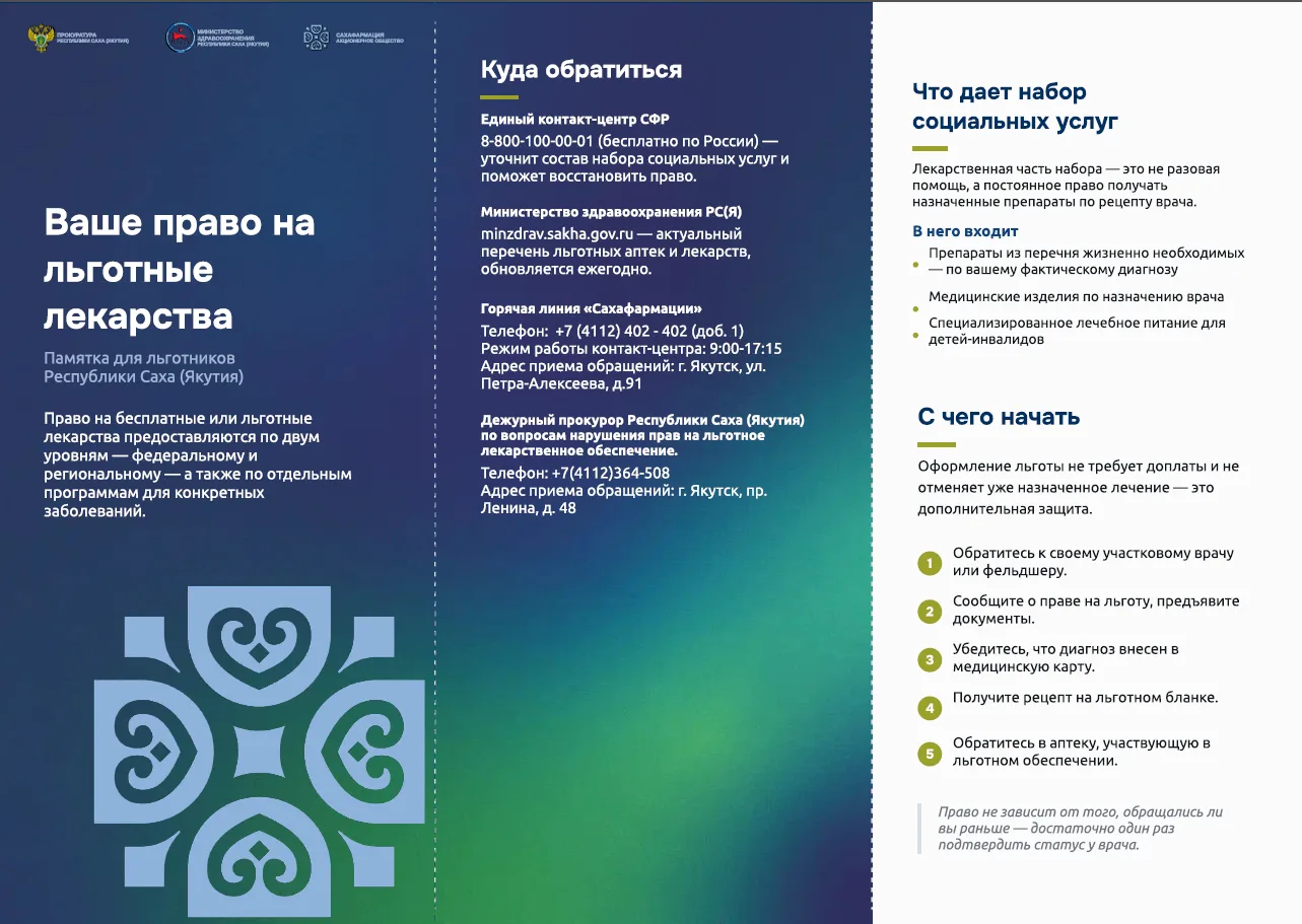Ваше право на льготные лекарства. Памятка для льготников Якутии