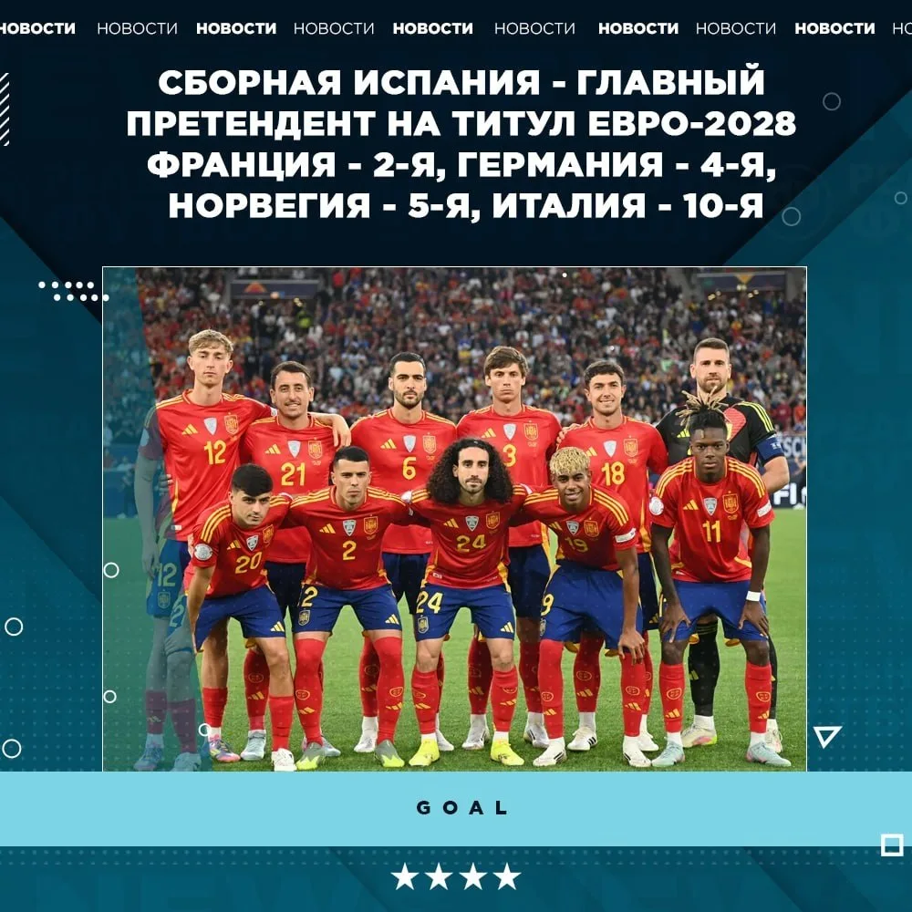 🔝 Испания – главный претендент на титул Евро-2028 по версии Goal
