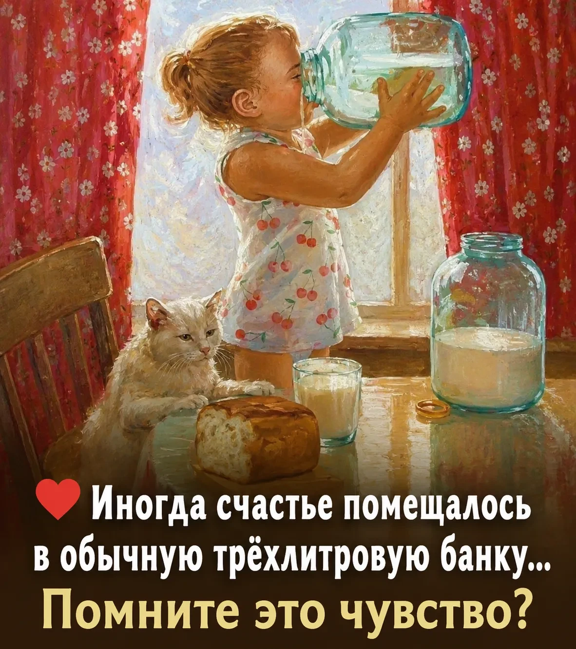 Берёшь тяжёлую стеклянную банку с компотом или молоком, двумя руками прижимаешь к себе ...