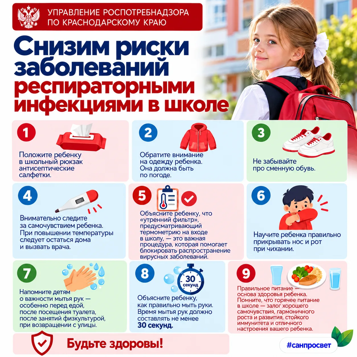 ⚕️ Снижаем риски заболеваний респираторными инфекциями в школе: