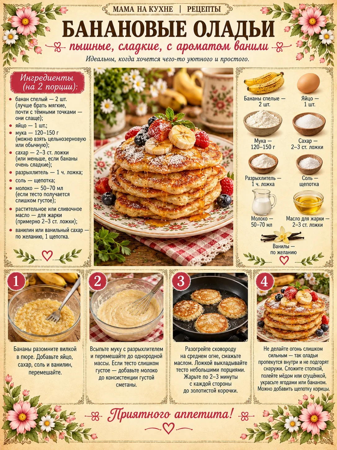 🌸 Банановые оладьи 🌸