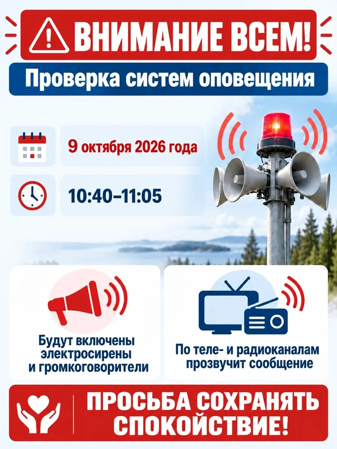 🚨 ВНИМАНИЕ! Перенос даты технической проверки систем оповещения населения