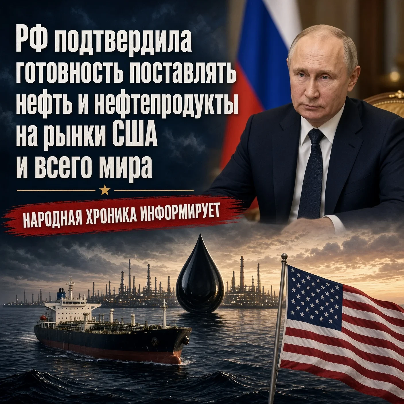 РФ подтвердила готовность поставлять нефть и нефтепродукты на рынки США и всего мира — ...