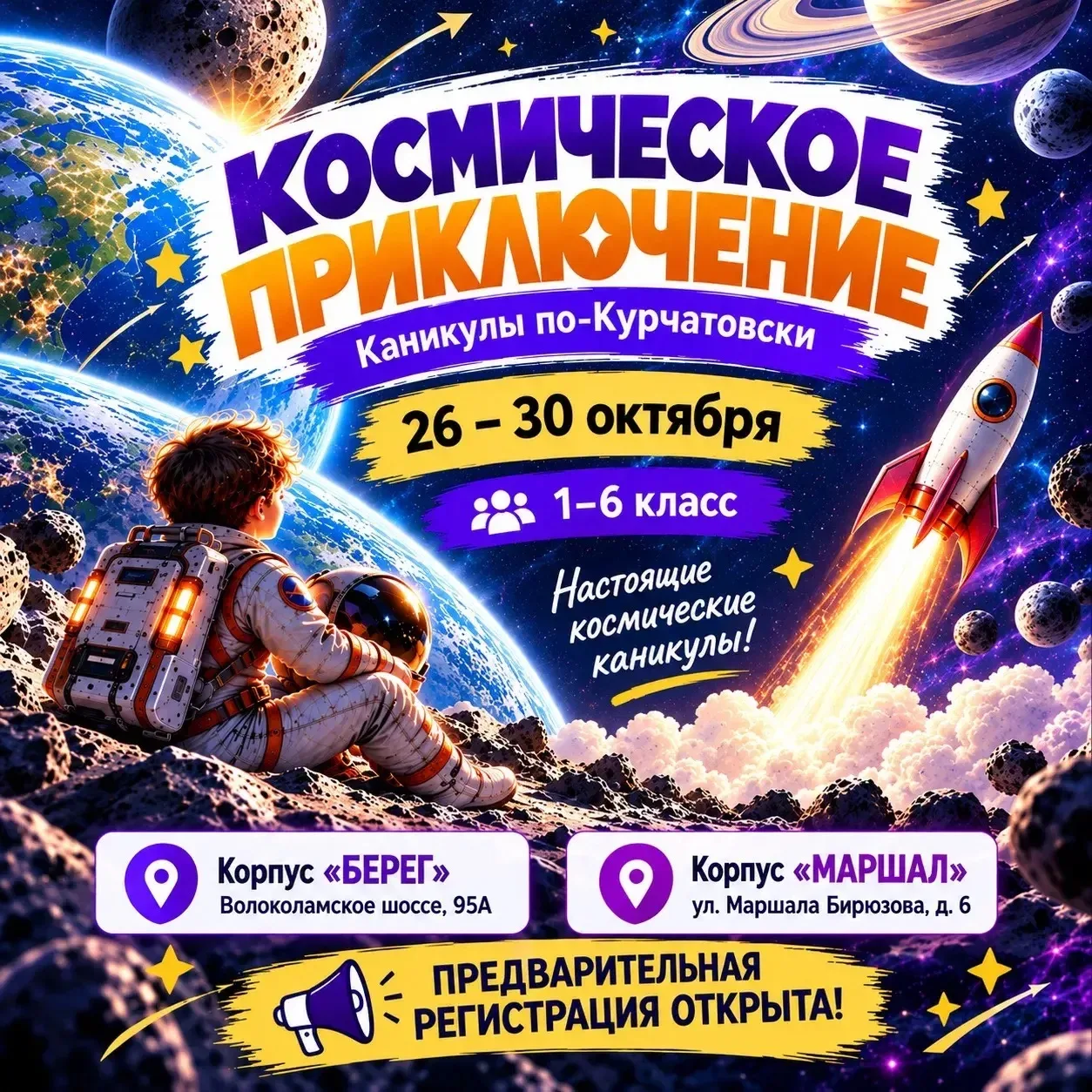 🚀 КОСМИЧЕСКИЕ КАНИКУЛЫ В КУРЧАТОВСКОЙ ШКОЛЕ!